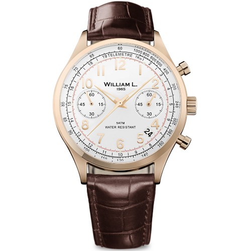 products william l 1985 men s vintage rose gold chronograph watch wlor01bcorcm color brown f88