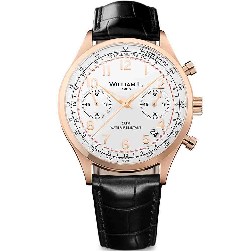 products william l 1985 vintage chronograph gold black alligator leather wlor01bcorcn